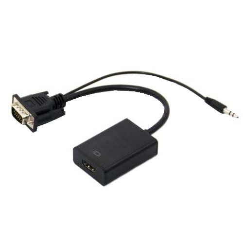 JV07 VGA MALE TO HDMI FEMALE ADAPTER WITH SOUND SUPPORT UP TO 20 MTRS