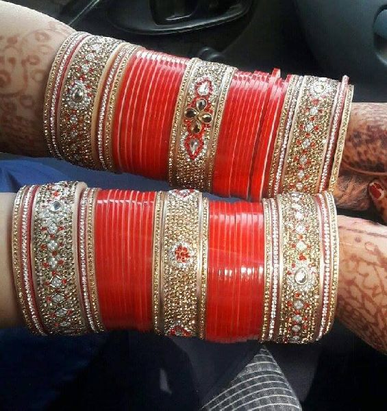 Shahihandicraft Wedding Bangles For Bride, Color : Red