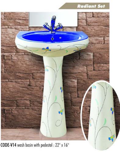 Vitrosa Series Radiant Set Pedestal Wash Basin