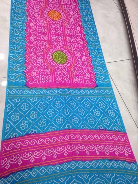 Gaji Bandhani Sarees Fancy Blue N Pink