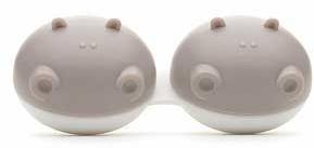 Grey Hippo 3D Contact Lens Cases