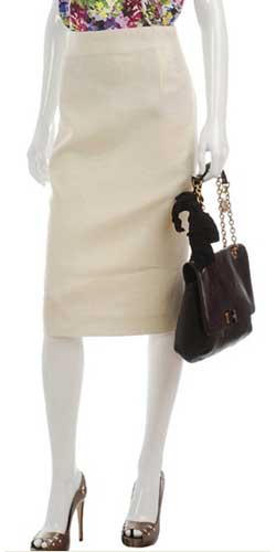 Off White Knne Length Skirt
