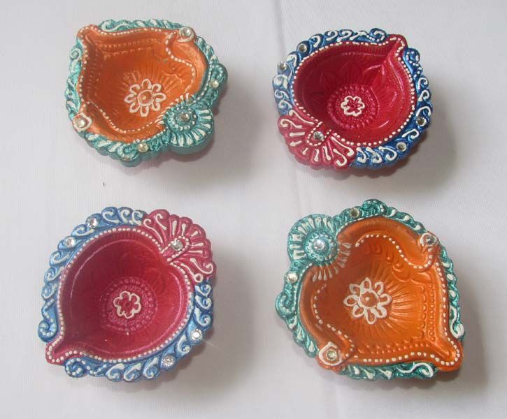 Color Clay Diya Without Wax