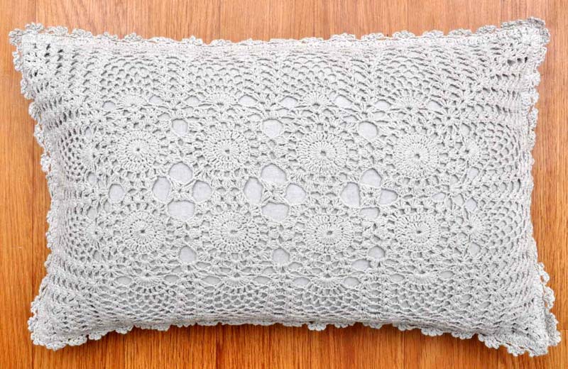 CRAFTINDUS 100% cotton Crochet Rectagular Cushion Cover, for Home, Size : 20cmx50cmx
