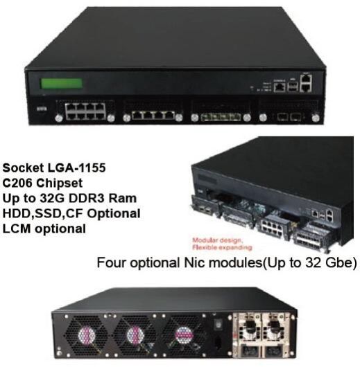 Rackmount Network Appliance With Xeon E3 CPU Up To 32 LAN Ports