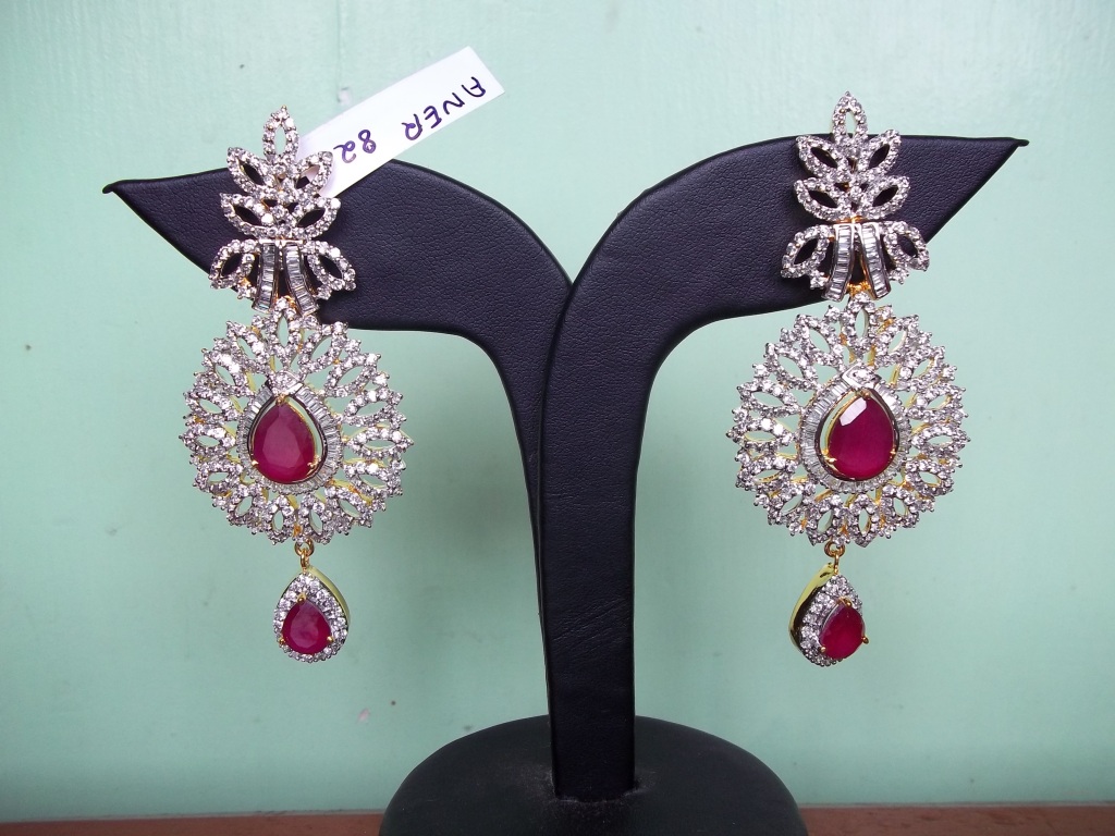 Shop Rubans Rose GoldWhite AD Stud Earrings Online at Rubans