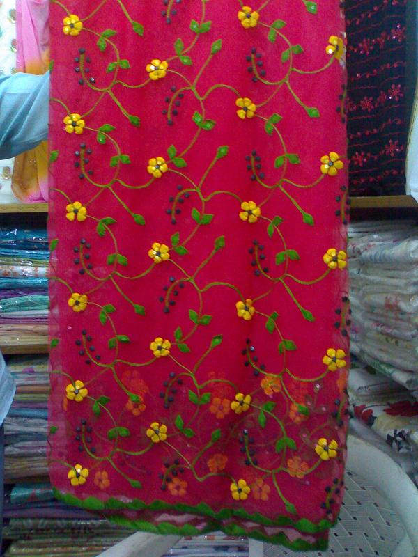 Ladies applique,patchwork Net saree