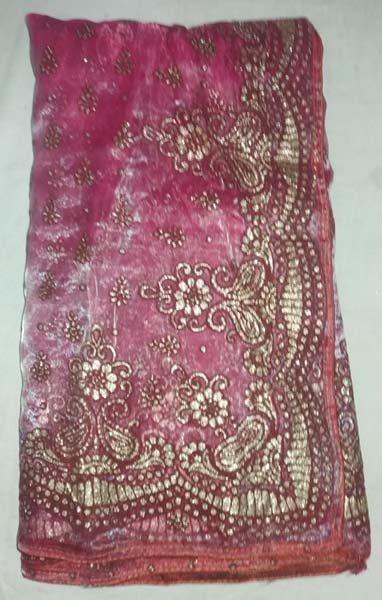 Designer Gold Banarsi Printed Tissue Party Wear Saree	Pijnk Colour