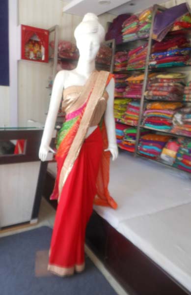 Designer Heavy Zari Work Border Georgette Orange Colour Saree