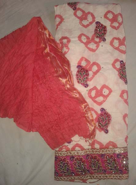 Designer Printed Red coloured Cotton Punjabi Suits