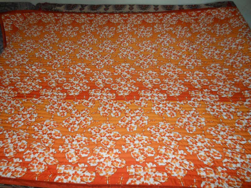 Jaipuri Cotton Quilt Double Bed Orange Colour