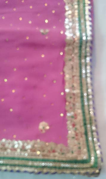 Pure Gota Work Georgette saree pink gold border
