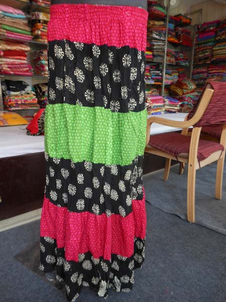 Red Black Sanganeri Printed Cotton Skirt