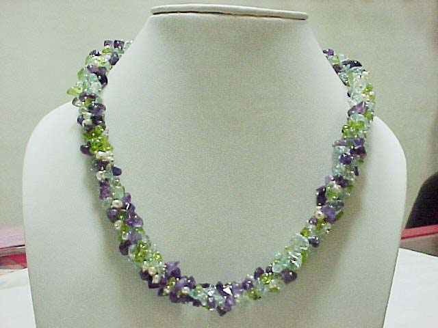 Natural Gemstone Chip Necklace