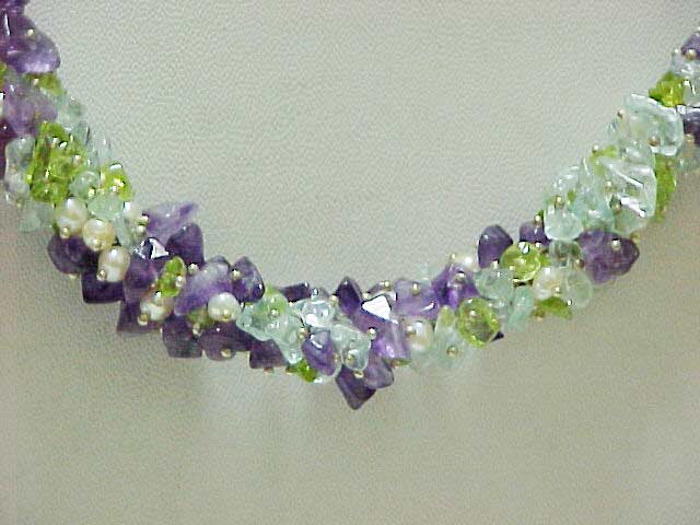 Natural Gemstone Chip Necklace