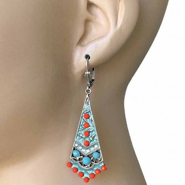 Coral Bohemian Style Anne Koplik Earrings