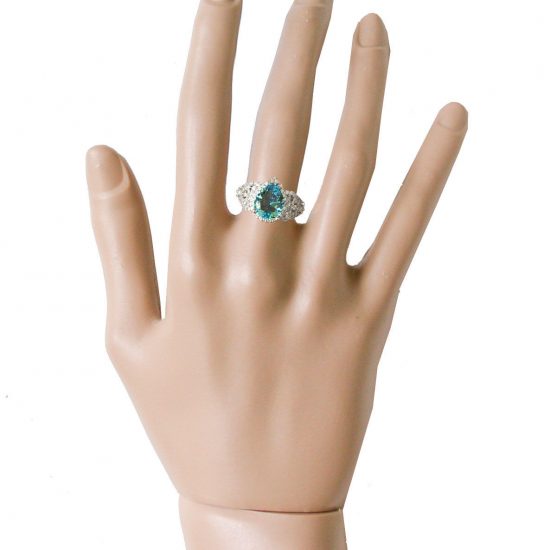 Lab Created Aquamarine Sterling Silver Engagement Ring
