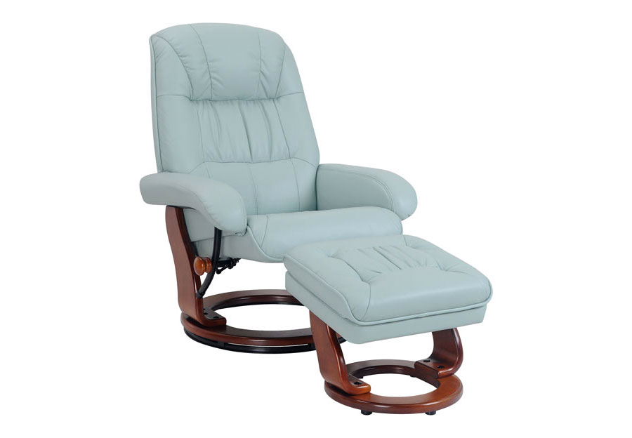 Benchmaster Swivel Pastel Blue Leather Chair