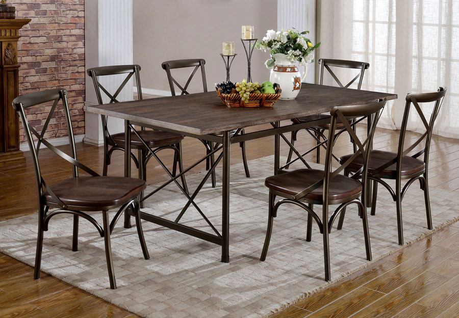 Bowry Antique Dining Table and Four Chairs - Dark Walnut