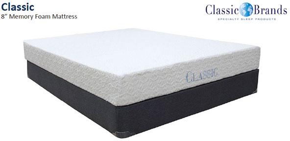 Classic Brand Ashbourne 8 Inch Queen Memory Foam Mattress Flat Set