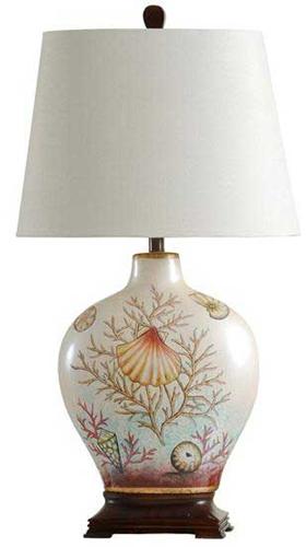 StyleCraft Coral and Sea Shells White Table Lamp