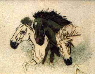 Three Horses Gemstone Painting