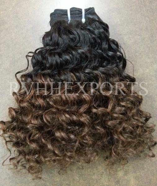 Ombre Color Curly Indian Hair, Hair Grade : 7A