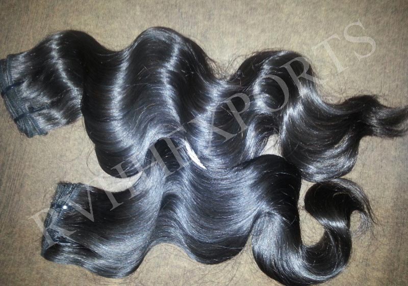 Single Drawn Indian Remy Hair Extensions, Style : Natural Wavy