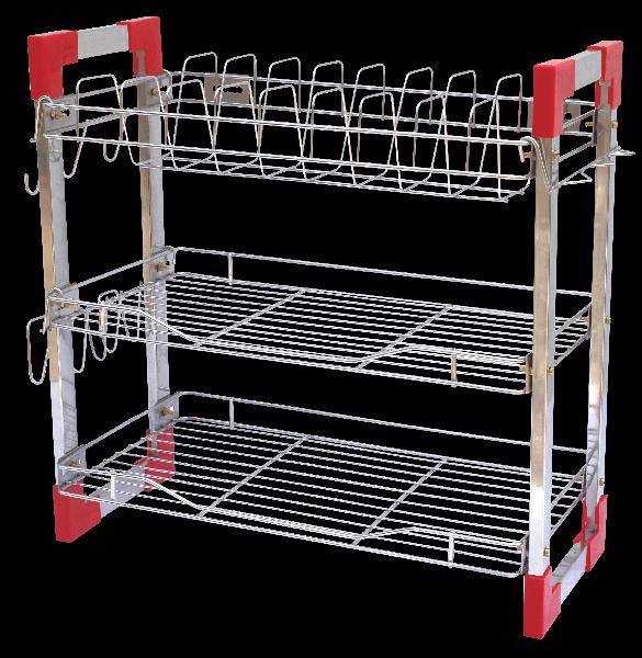 Coated Alloy Steel 3 Tier Kitchen Shelf, for Home Use, Hotels Use, Office Use, Size : 10x10inch, 12x12inch