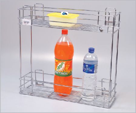 Rectangular Two Shelf Bottle Pull Out, for Kitchen, Color : Silver