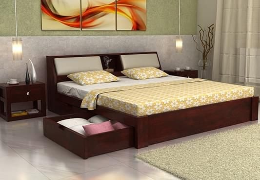 Double bed online with back storage