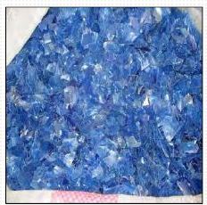 Blue colored hot washed pet flakes