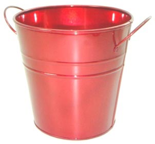 Red Metal Planter Bucket Style