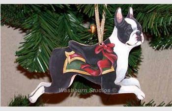 Boston Terrier Carousel Ornament