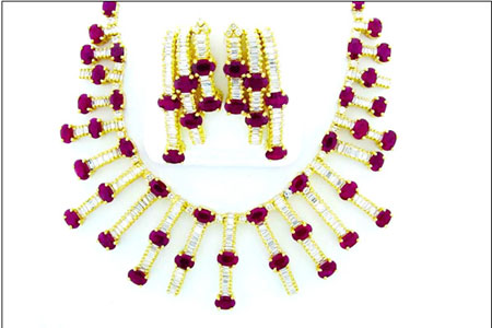 Ruby Gold Necklace - Vjm 3646