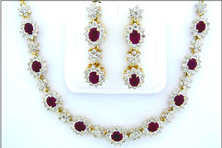 Ruby Gold Necklace - Vjm 3734