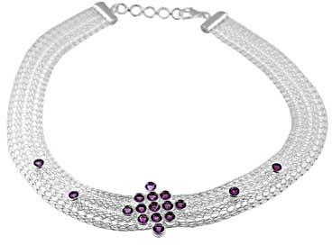 Silver Gemstone Necklace  - Sgn  002