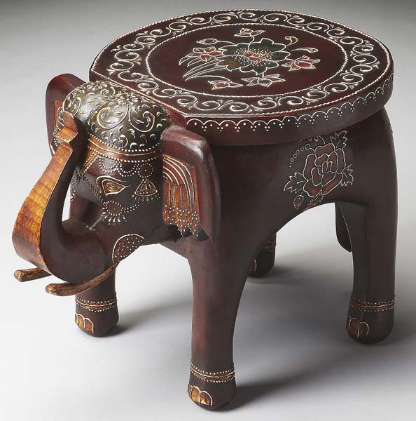 Wooden Painted Elephant Table