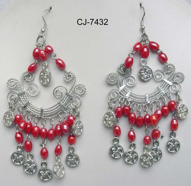 Glass Bead Earrings (CJ-7432)