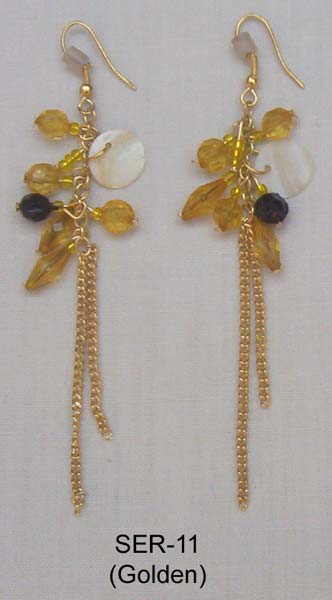 Glass Bead Earrings (SER-11 Golden)
