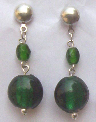 Glass Bead Earrings (SER-14 Green)
