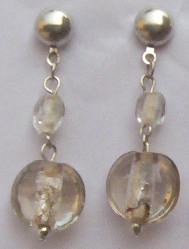 Glass Bead Earrings (SER-14 White)