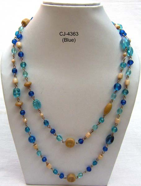 Glass Bead Necklace (cj-4363 Blue)