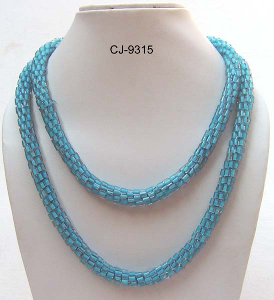 Hind International Glass Bead Necklace (cj-9315), Color : Turquoise