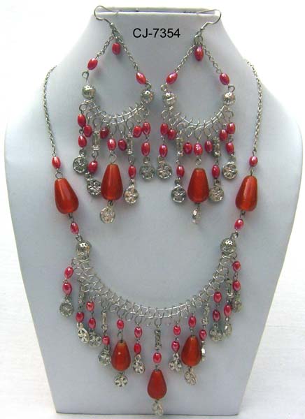 Glass Bead Necklace Set (CJ-7354), Gender : Women