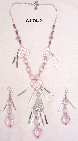 Glass Bead Necklace Set (CJ-7442), Gender : Women