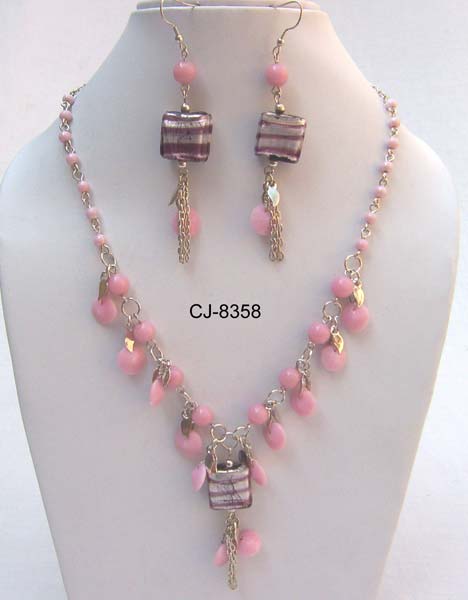 Glass Bead Necklace Set (CJ-8358)