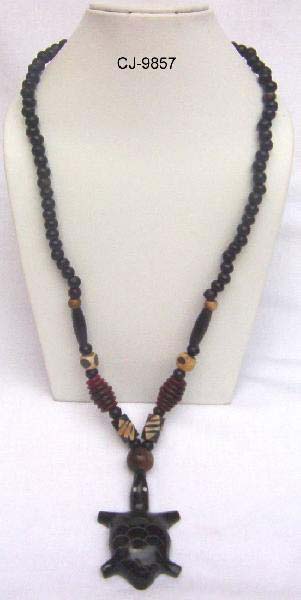 Horn Necklace (CJ-9857), Color : Black/Antique
