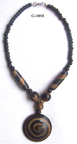 Horn Necklace (CJ-9858), Color : Black/Antique
