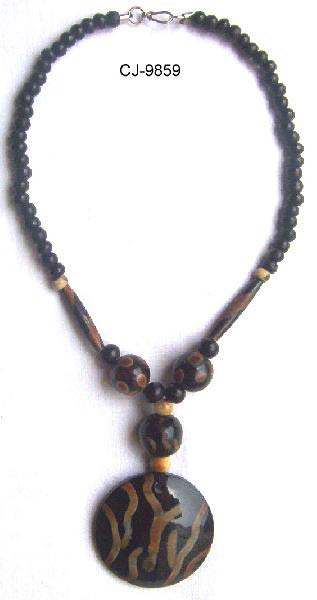 Horn Necklace (CJ-9859), Color : Black/Antique